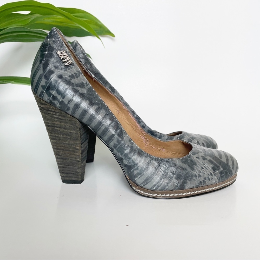 Miss Sixty Pumps Gray Leather Alligator print pumps 38.5/8